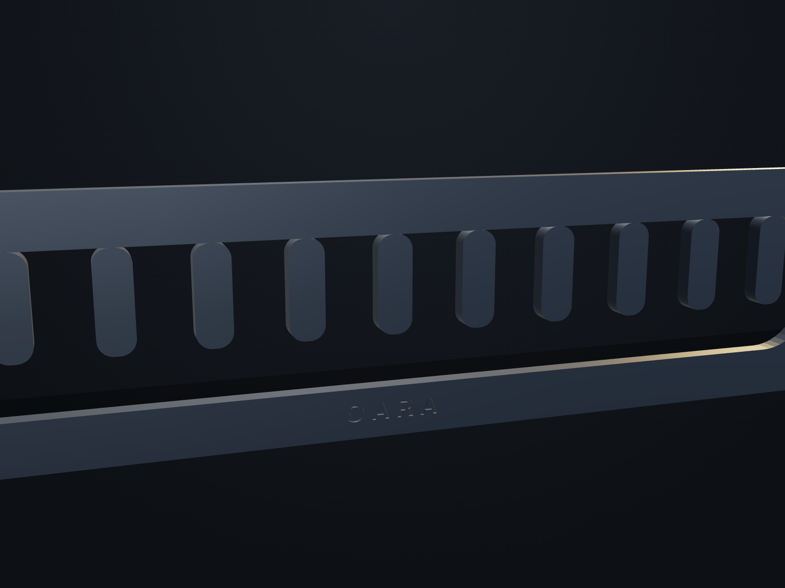 Cable pass-through — close-up render of the signature feature