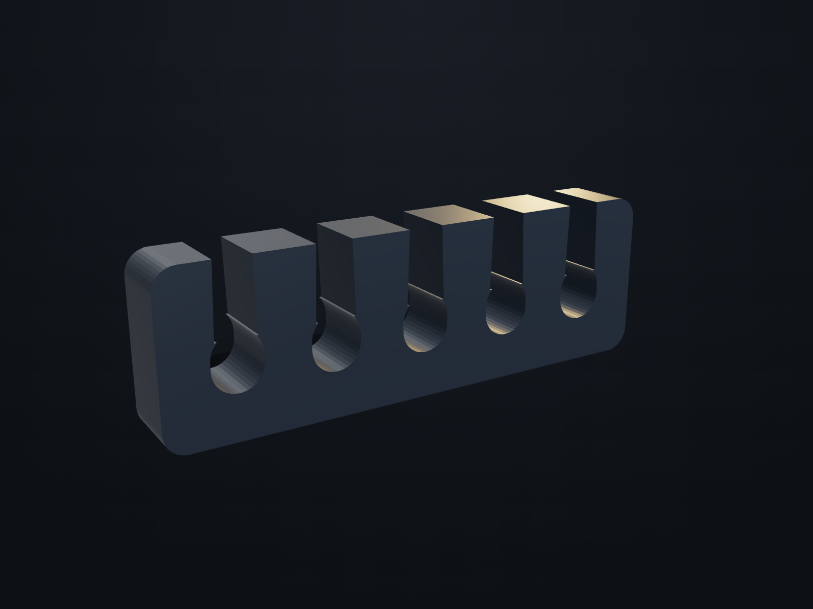Cable comb clips — rendered from the manufacturing model