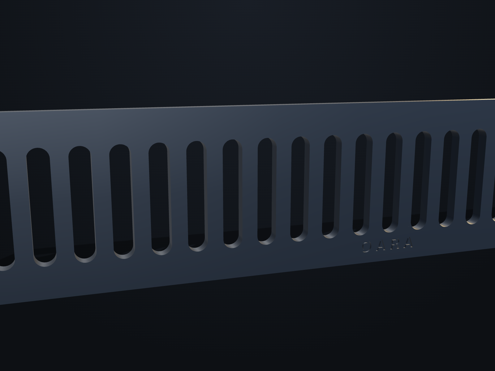 Slotted vent panel — close-up render of the signature feature
