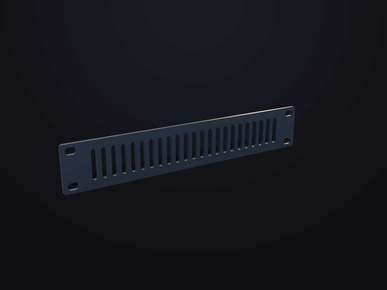 Slotted vent panel — rendered from the manufacturing model