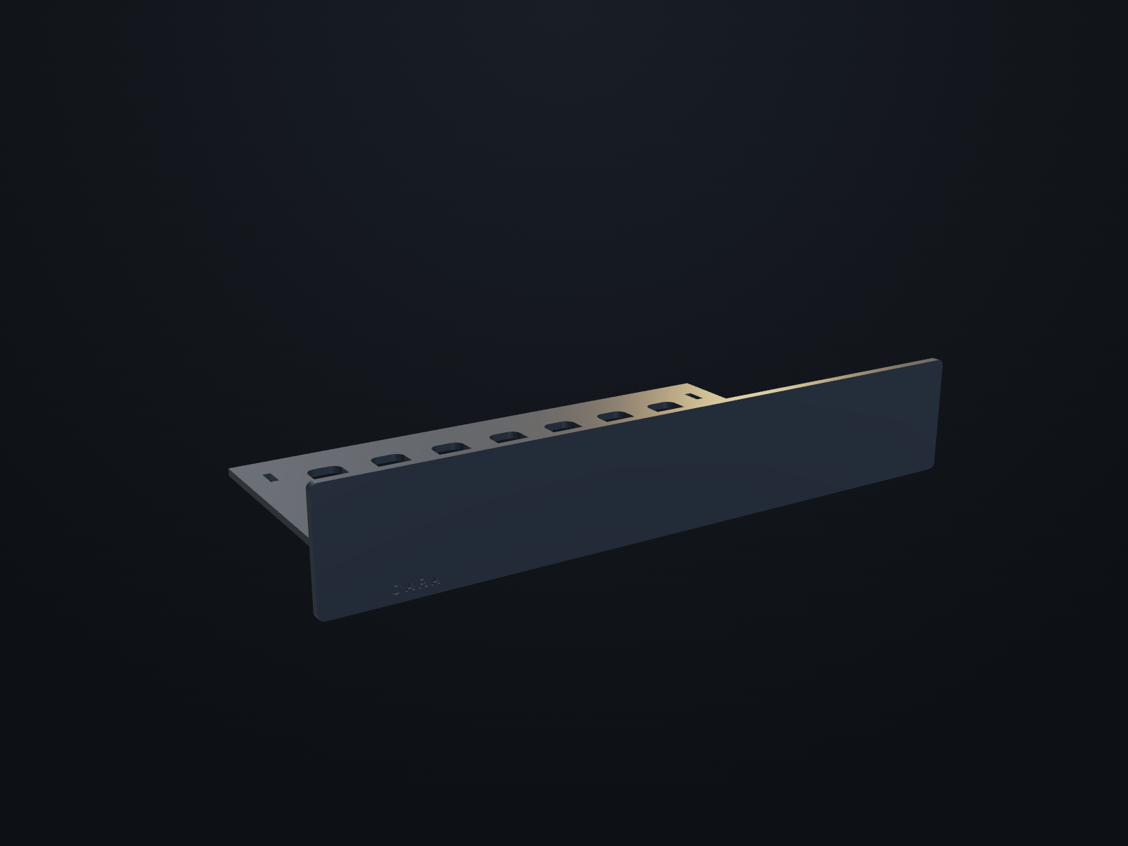 Universal rack shelf — rendered from the manufacturing model