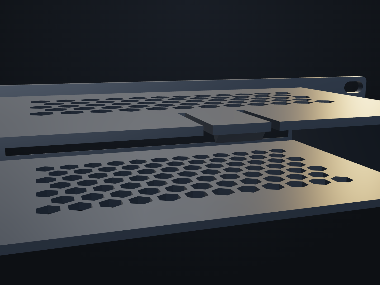 GS308 switch mount — close-up render of the signature feature